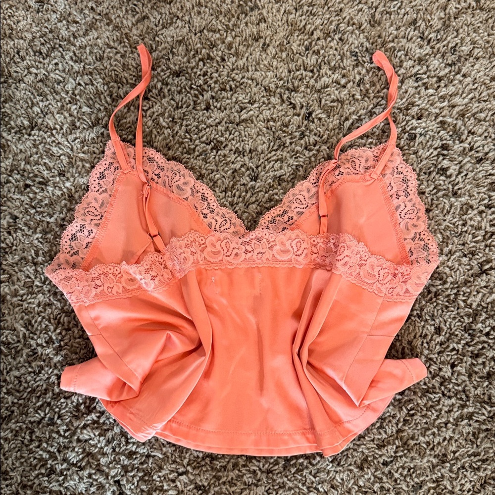 Colsie Coral Lace Trim Pajama Set - Picture 5 of 9